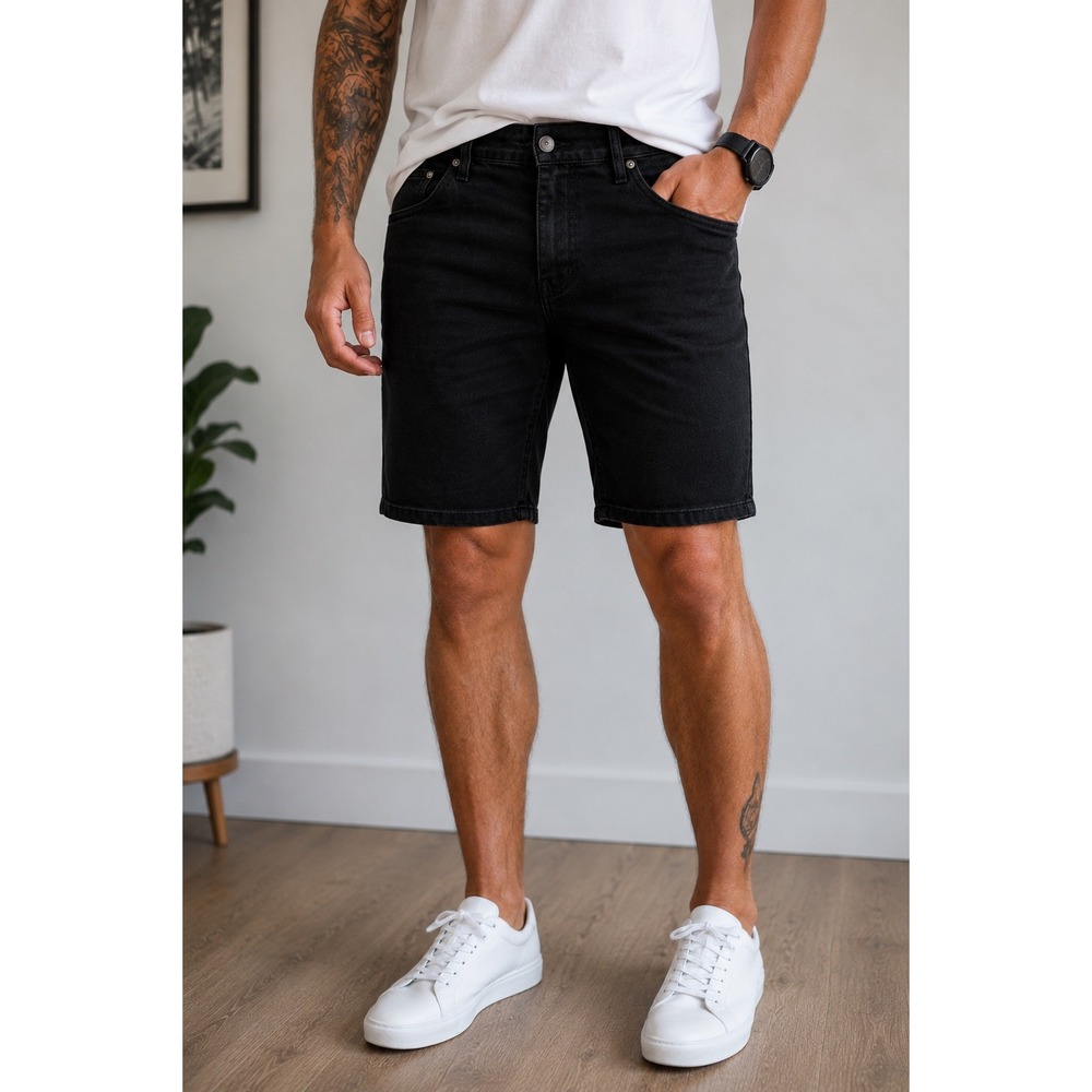 Levis Premium 412 Slim Fit Denim Jorts Mens 38 Black